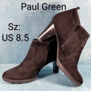 Gorgeous Paul Green Heeled Ankle Booties w/ Inside Zipper & Suede Finish